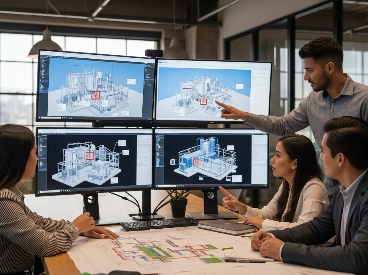 Ingenieros diseñando sistemas contra incendios